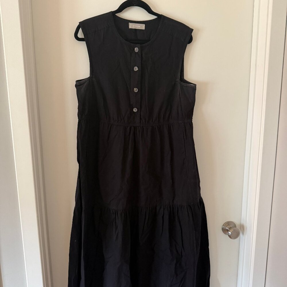 Everlane - The Tiered Midi Dress - Black Medium M